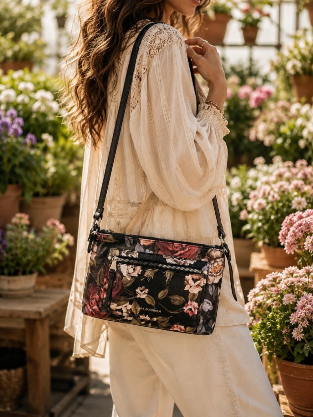 Dana Buchman Floral Crossbody Bag & Coordinating Bonus Wallet Set